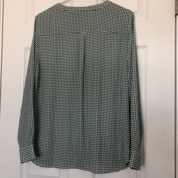 NWOT Talbots Hound's-tooth Design Green/White Blouse Medium - Picture 5 of 7
